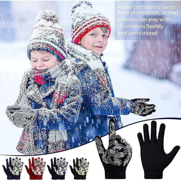 6 par handskar barn, barnhandskar vinter, stretch full finger handskar, vintergåva