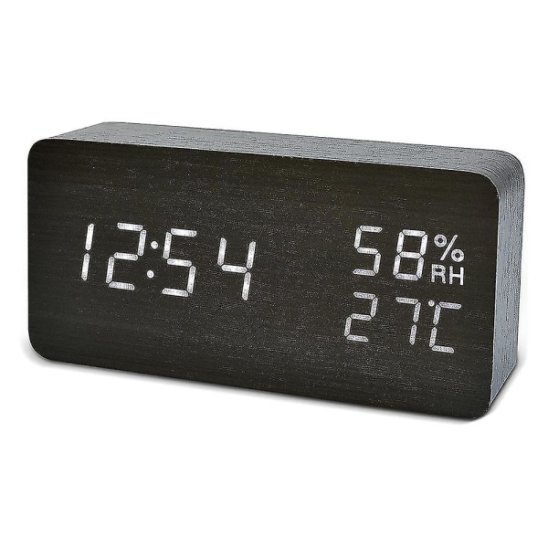 Digital Wooden Alarm Clock,with 3 Alarm Settings,electronic Led Time