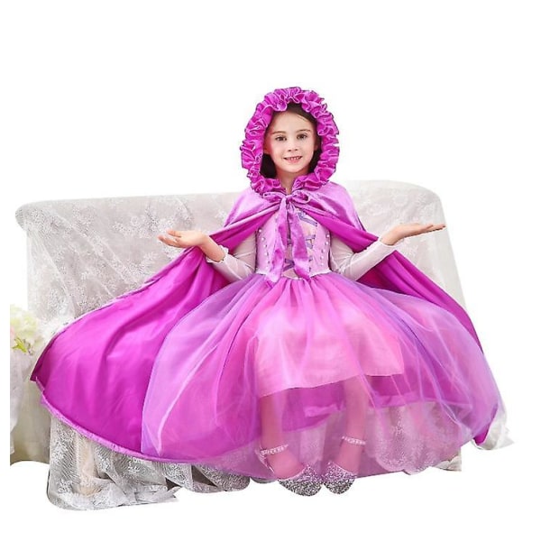 Princess Soft Velvet Hooded Long Cape Cloak Kostym M purple