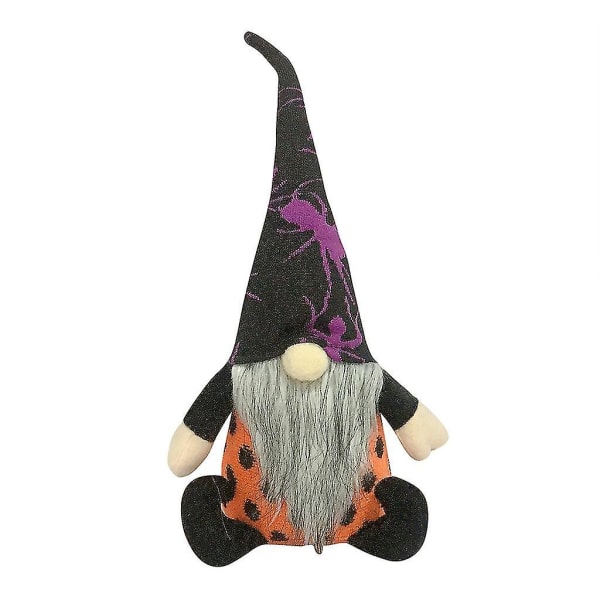 Halloween Gnome Handgjord dvärgplysch för docka Spindelspöke Skandinavisk Tomte nordisk figurin Semesterfestdekorationer Yellow ghost hat