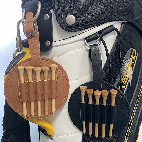 2 farvede læder golf tee holdere runde golf tee opbevaringsposer golf taske bælteclips til golf taske bærbar