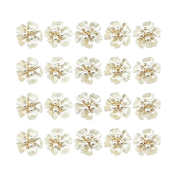 20pcs Pearl Rhinestone Embellishments Flower Flatback Buttons Rhinestone Charms For Shoe Decoration