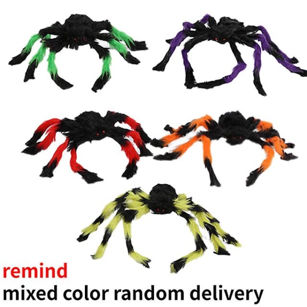 Simulering av lurvig spindel inomhus och utomhus för att skapa dekorativa rekvisita Carnival Night Knepiga spindelnät multicolor 30cm 1pc