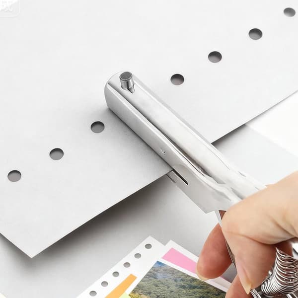 Kraftig enkelthuls papirperforator, 6 mm zinklegering perforator til op til 20 ark, kromfinish til kontor, skole og hobby, sølv