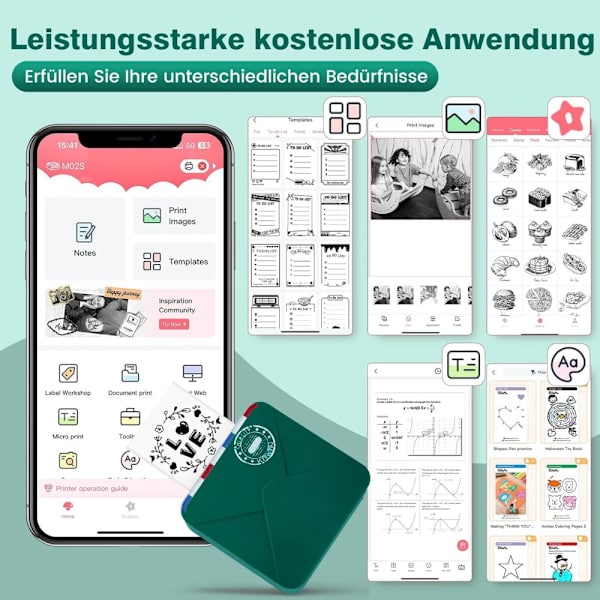 Miniskriver - Miniskriver for smarttelefon - Bluetooth-termisk skriver