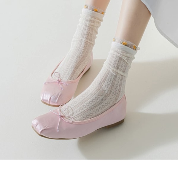 6 par damstrumpor, genomskinliga strumpor, sommarstrumpor i transparent mesh-spets, tunna jacquard-kristallstrumpor