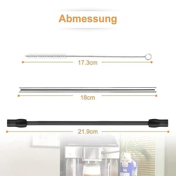 Erstatningsmelkeslangesett for Bosch VeroAroma Siemens EQ.6 kaffemaskiner, silikonrør, rustfritt stålrør, børste, mørkegrå