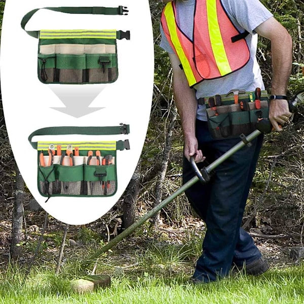 Bærbart havebælte, haveværktøjsbælte, justerbart havebælte Green