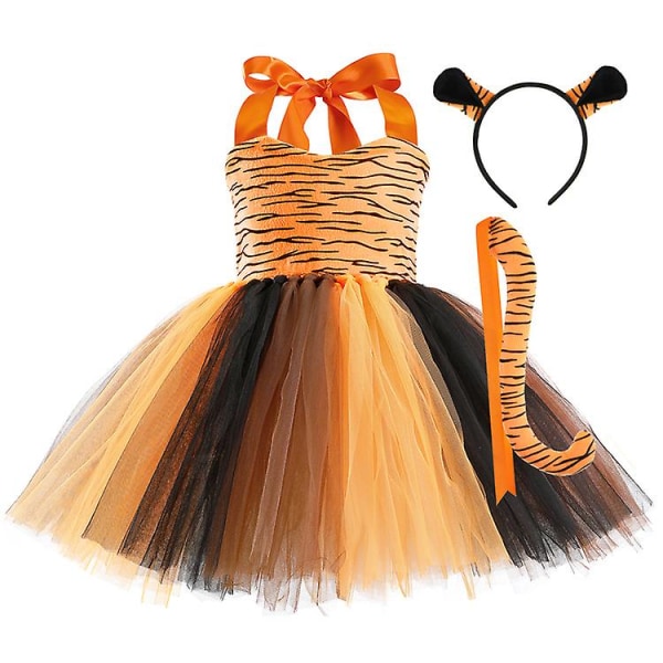 Tjejklänning Tiger Cosplay Halloween Carnival Party Kostym 6T