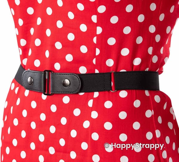 HappyStrappy Spenneløst Elastisk Belte for Kvinner og Menn, Usynlig Justerbart Stretch Midjebelte, Ingen Spennekomfort, Svart