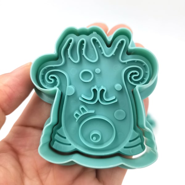 3D søde monster cookie cutters, planet ydre rum fondant stempler sæt, kiks kage bageform til festartikler, 6stk