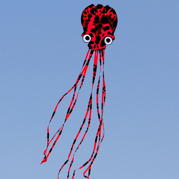 Beautiful Large Octopus Soft Kites With 30m Flying Line For Park Beach Red Black