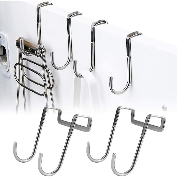 Pack Of 4 Door Hooks Without Drilling Coat Hooks Stainless Steel Wardrobe Hook Silver Rustproof Door Towel Holder