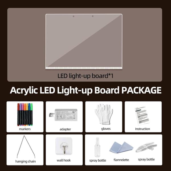 LED-ritbord med 7 färger - 35x25 cm akryl whiteboard - Glow Doodle-present