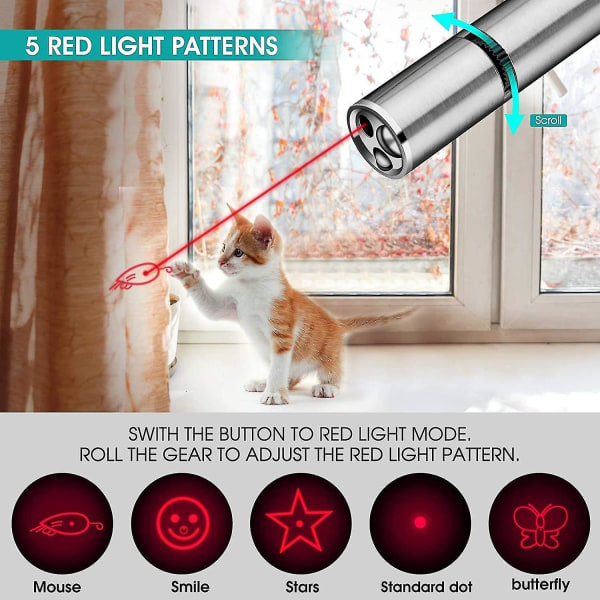 Mini Laser Lygte Sjov Kat Pind Infrarød Multi-mønster Kæledyrs Kat Legetøj