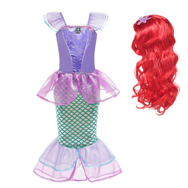 Disney Little Mermaid Ariel Princess Costume Barnklänning För tjejer Cosplay Barn Karneval Födelsedagsfest Kläder Sjöjungfruklänning 6T(size 130) Light Brown