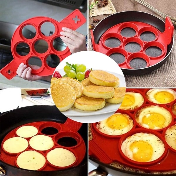 Galaxy Silikonpannkakssformar, Non-Stick Form för Pannkakor, Pannor, Non-Stick 7 Hål