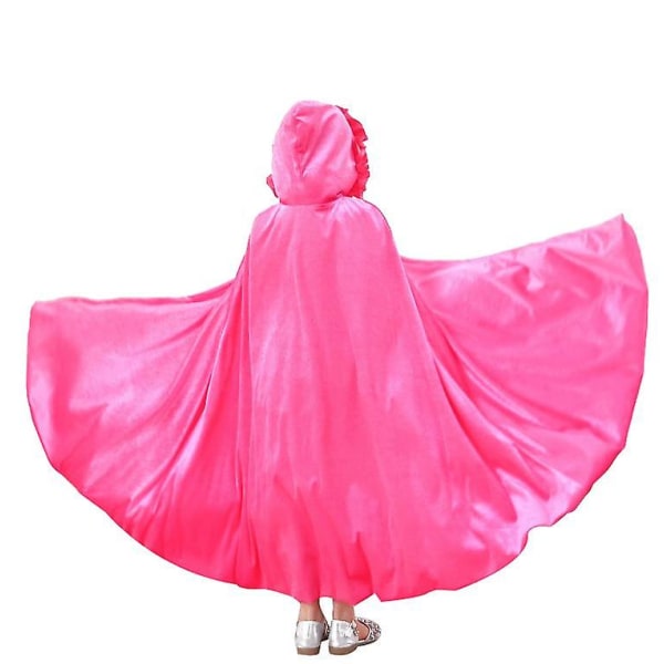 Princess Soft Velvet Hooded Long Cape Cloak Kostym L rose red