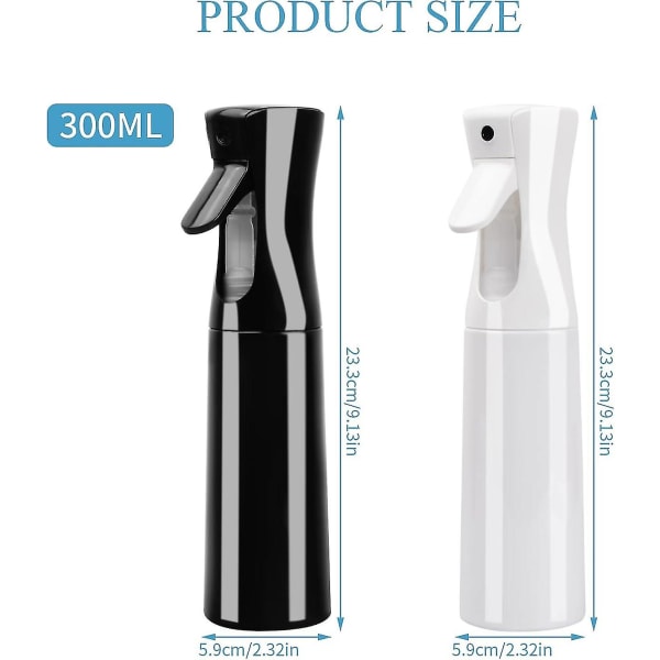 2Pcs Empty Plastic Hair Water Spray Bottle 300ml Continuous Water Mister Empty Spray Bottle, Multifunctional Fine Mist Water Spray Bottle