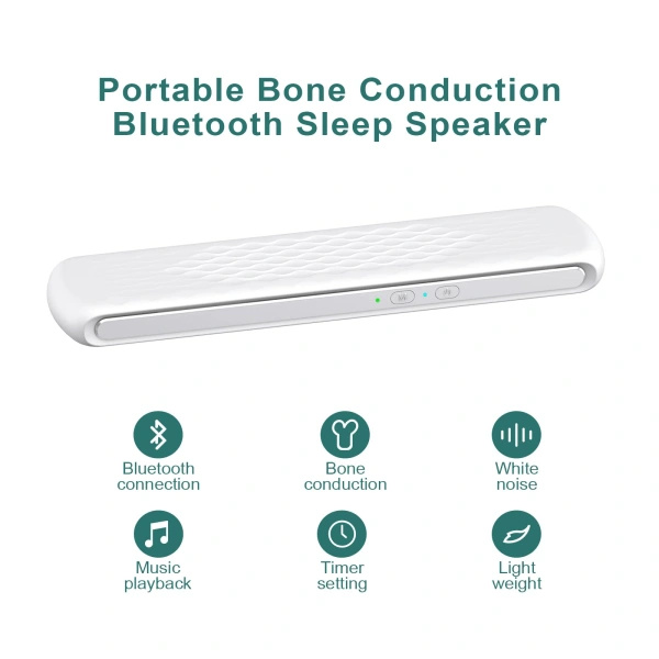 Benledning Puttehøyttaler Bluetooth Søvnhøyttaler Med Hvit Støy Timer for Sidesovere og Søvnløshet Hvit White