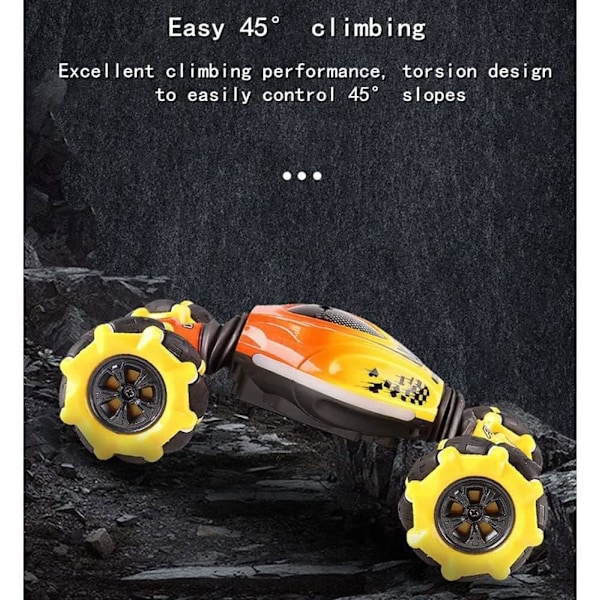 Fjärrstyrda bilar, 4WD RC Stuntbil, Dubbelsidig roterande terrängbil 360° Flips med ljusmusik, Leksaksbilar för pojkar