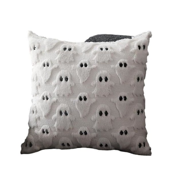 Halloween Pudebetræk 18x18 Tommer Spøgelse Spooky Kunstig Pels Pudebetræk Bløde Fluffy Plus Pudebetræk