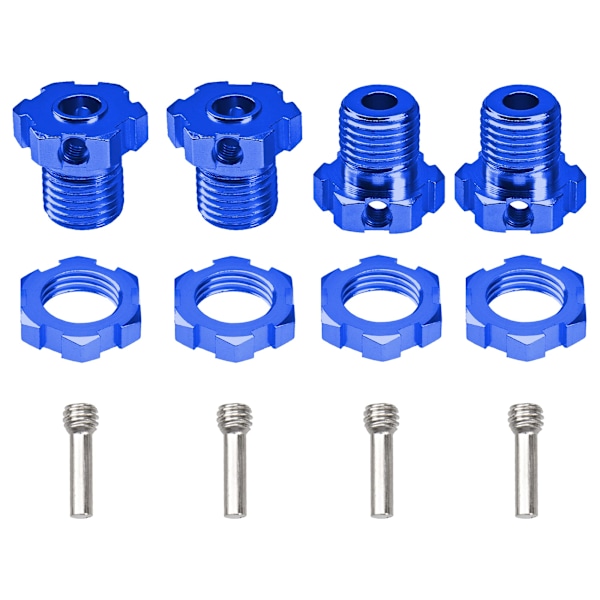 4-pack 17 mm splined hjulmutter i aluminium, kompatibel med Traxxas E-Revo, Revo 3.3, E-Maxx, Summit, T-Maxx, Slayer Pro 4X4 1/10 RC monstertruck (blå)