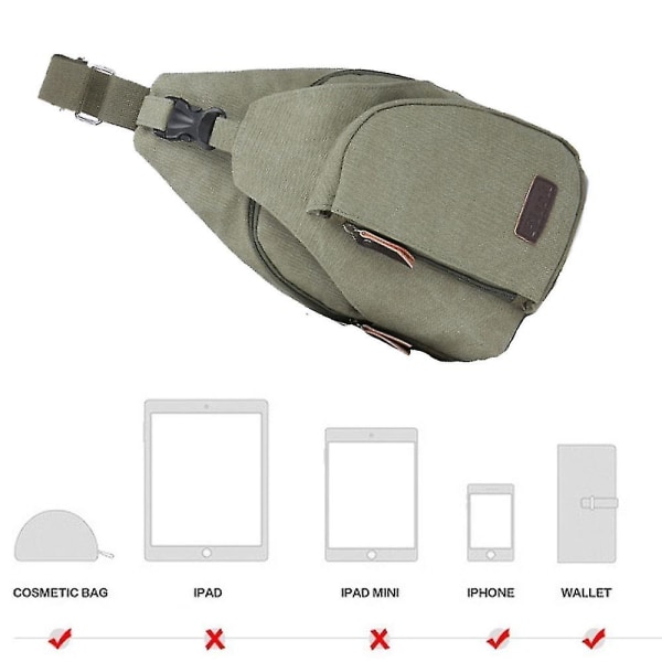 Lerret Sling Bag Crossbody Ryggsekk Tursdagstursekk For