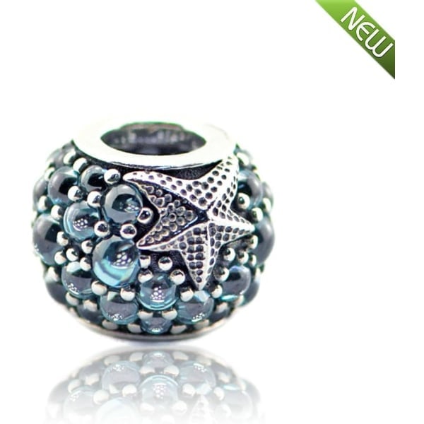 Galaxy DIY Perler Fit Havstjerne Charm med Zirkonia 100% 925 Sterling Sølv (1, Mørkeblå)