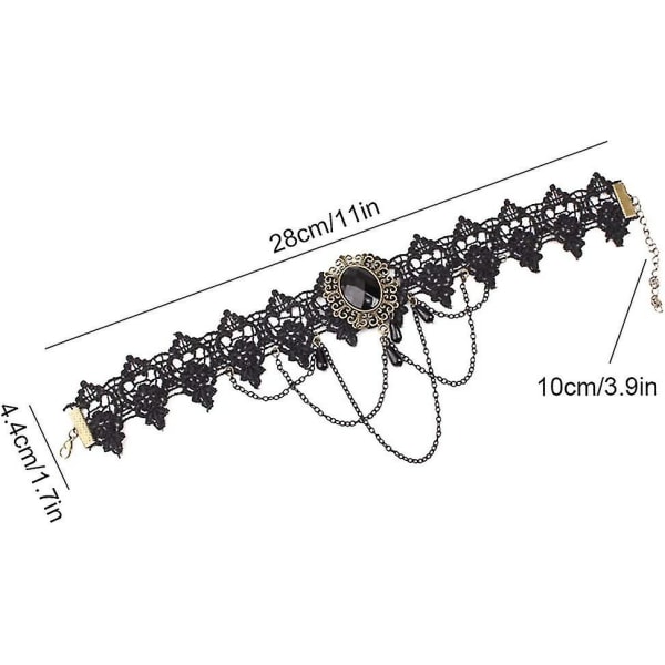 Svart Blonder Halskje Choker Viktoriansk Stil Henger Bryllupsring