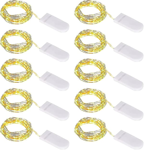 10 st LED Ljusslinga Batteri, Ljusslinga Liten Med Batteri, 1m 10 Micro