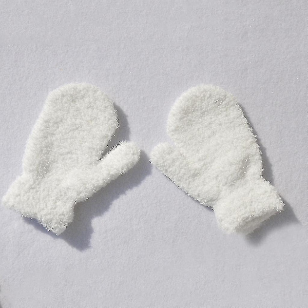 Stickade helfingerhandskar stretchiga småbarns virkade handskar tjocka plyschhandskar