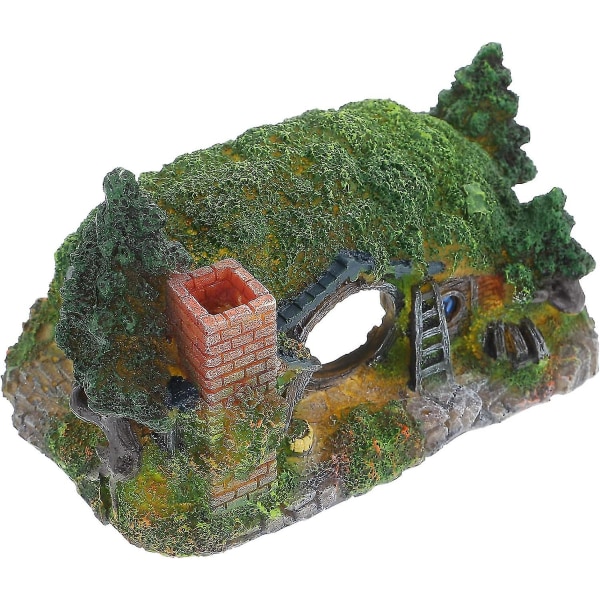 Simuleret Hobbit-hus Kreativ Akvarium Ornament Resin Akvarium Ornament