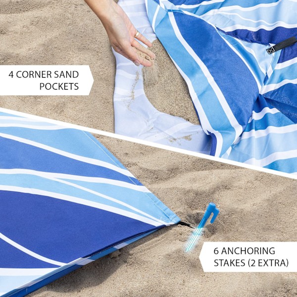 Strandfilt 210*200cm 1-5 Vuxna Överdimensionerad Lätt Vattentät Sandtät Strandfilt Stor Picknickmatta Strandfilt
