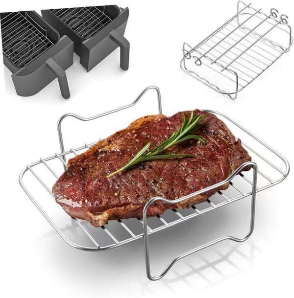 Multifunktionelt Air Fryer Tilbehør Sikkerhedsgrill i Rustfrit Stål med Dobbeltlag