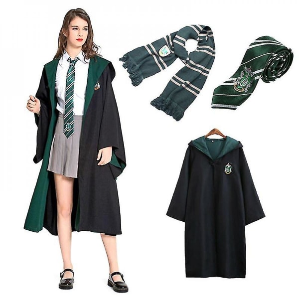 Vuxen Herr Dam Wizard Harry Potter Fancy Dress Kappa Kostym Cosplay 3 Styck Set Green L