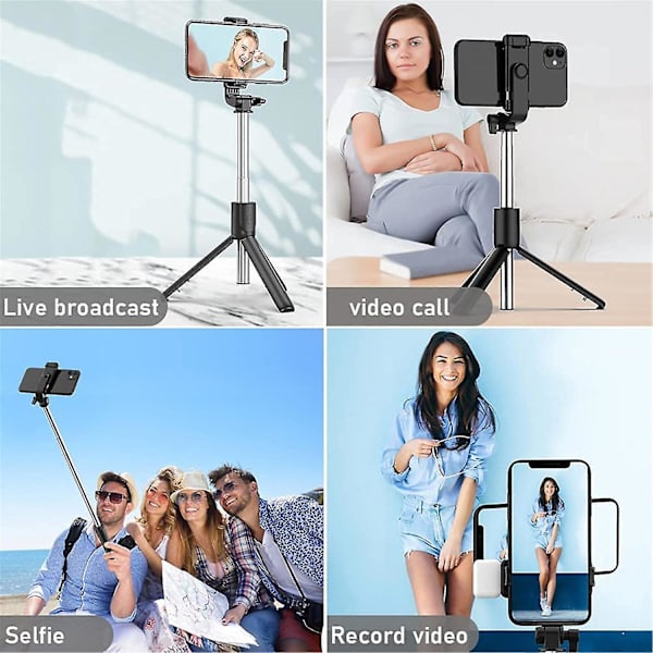 2022 Ny R1 Multifunktion Med Fyldlys Desktop Bracket Live Broadcast Bracket Mobiltelefon Bluetooth Fjernbetjening Selfie Stick