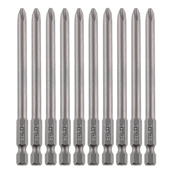 Cross Slot PH2#2 Long Screwdriver Bit Set 10 PCS 1/4 Inch Hex Shank 4 Inch/100 mm Length S2 Steel with Magnetic