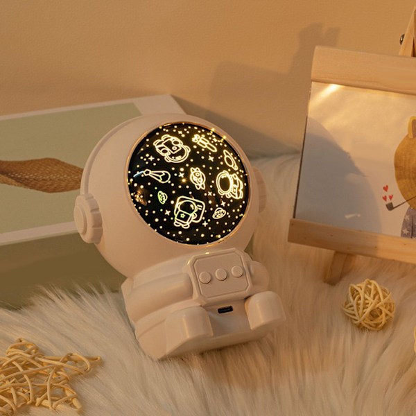 Astronaut Projektor Nattlampa, Rotation Stjärnljus USB Projektor med Musikfunktion, Stjärnhimmel Nattlampa