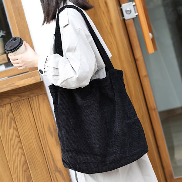 Cordfløyel Tote Bag for Kvinner Canvas Skuldervesker Søt Stor Veske super sterk, myk og vanntett