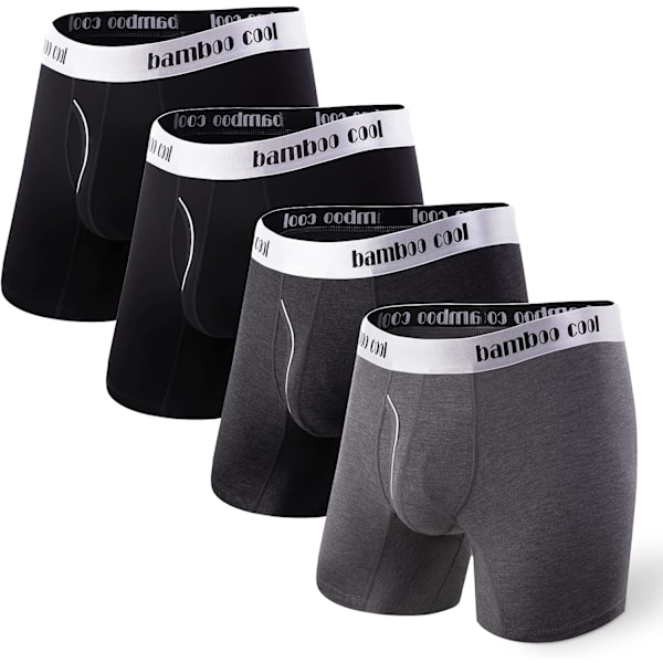 Bløde og åndbare herre boxershorts (4 eller 7-pak) SORT Grå Grå2 BLACK Gray Gray2 XL
