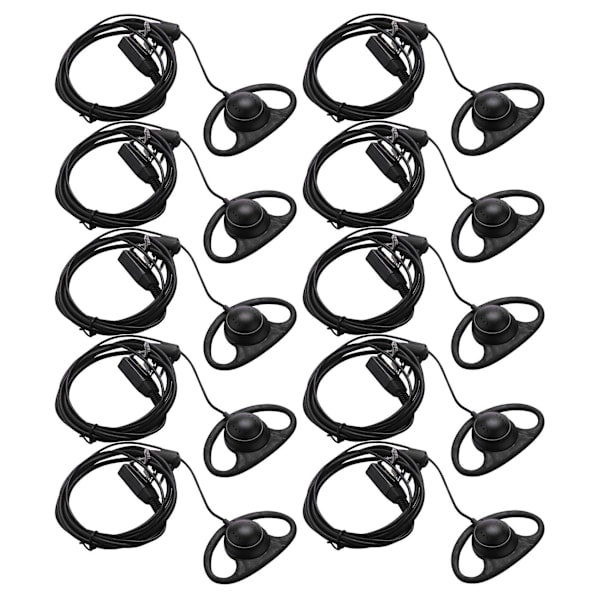 10x 2-Pin Avanceret D-Format Clip-on Ørestykke PTT Headset Mikrofon til 2-vejs Radio GP88S GP300 GP68 GP20