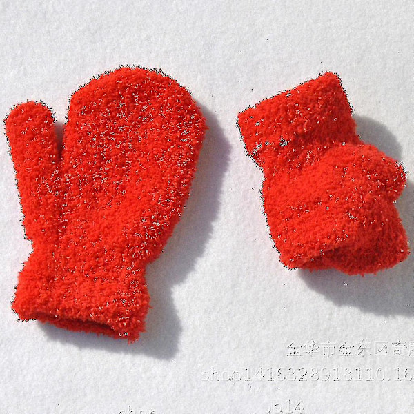 Stickade helfingerhandskar stretchiga småbarns virkade handskar tjocka plyschhandskar