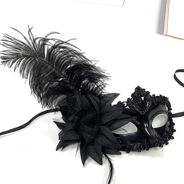 2023 Hot Party Feather Mask Vuxen Barn Kvinnlig Modell Halv ansikte Princess Forntida stil Kostnad Scen Performance black