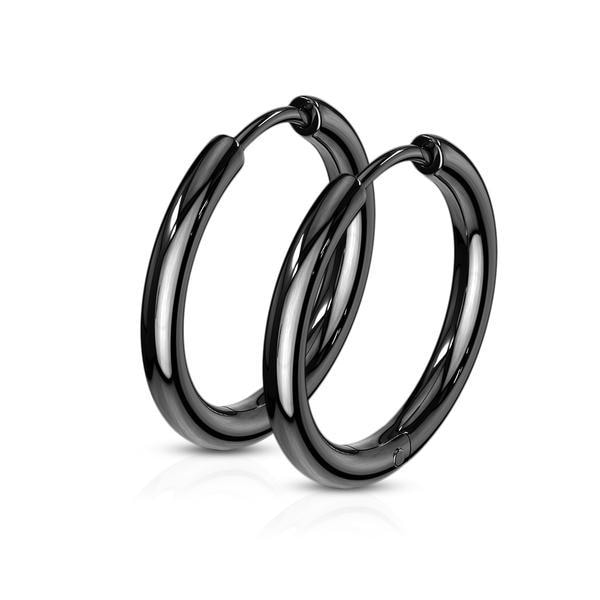 Par af 17 mm hoops øreringe i sort 316L kirurgisk stål
