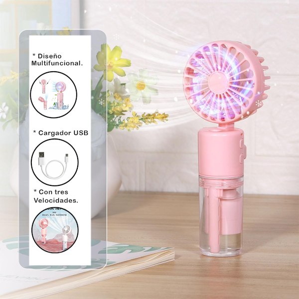 Mini Handhållen Fläkt, Portabel Halsfläkt, USB-Laddning Resefläkt, Mini Vattenmistfläkt, Mini Sprayfläkt, Fickfläkt för Sommaren