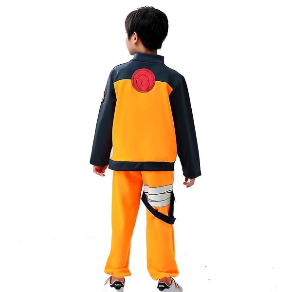 Naruto Anime Kids Uzumaki Naruto Cosplay Kostym Kappa Jacka Byxor Halloween Dress Up Outfit Set för pojkar 9-10 Years