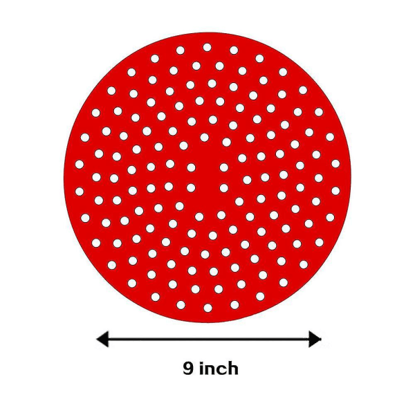 Rund luftfritøse foret med non-stick silikone måtte genanvendelig kurvpude, rød