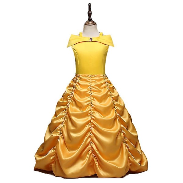 Belle Princess Dress Up, Beauty And The Beast Kostym För tjejer, Disney Movie Cosplay Fancy Dress Up, Halloween Jul Födelsedagsfest Kostym För Barn 6-7 Years