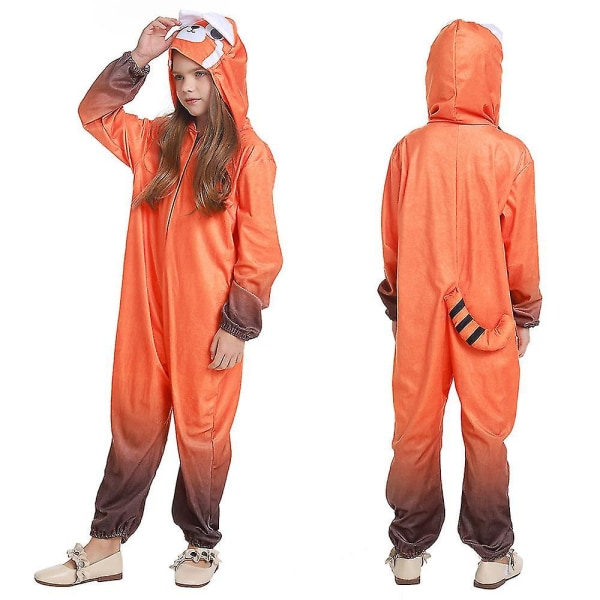 Turn Red Panda Raccoon Costume Jumpsuit Halloween Cosplay Party Dress Up För barn 9-14 år 11-12 Years